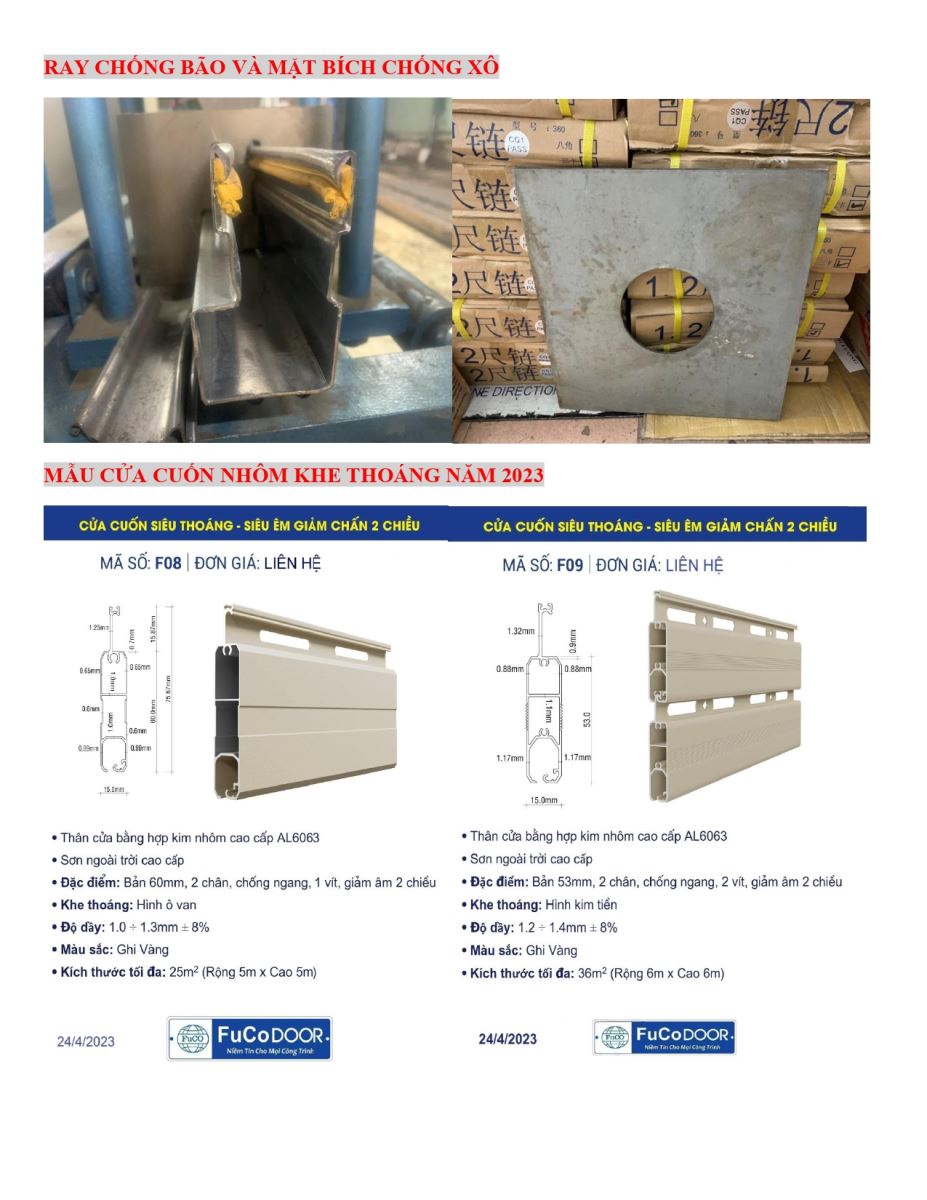 Catalogue Fucodoor 2023, chuyên cửa cuốn, cửa xếp, kèo thép siêu nhẹ